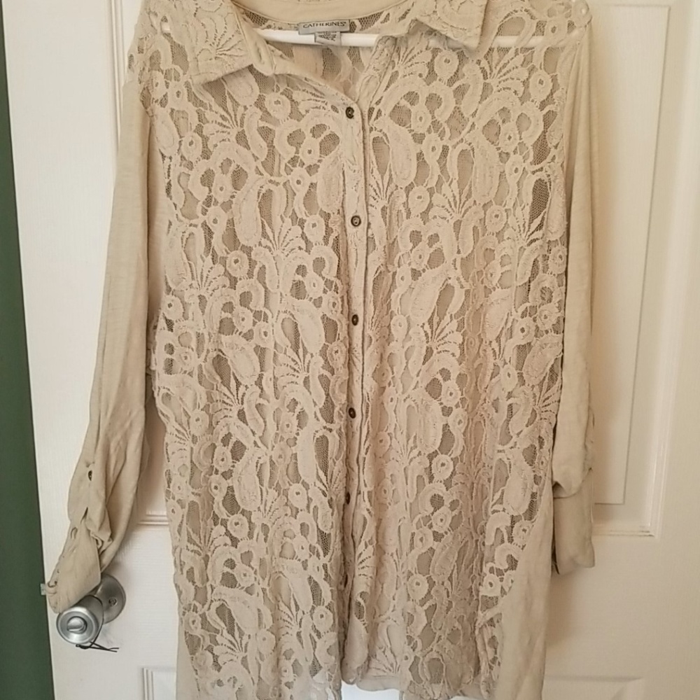 Plus size curvy womans lace top